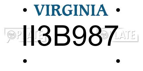 II3B987 Virginia License Plate