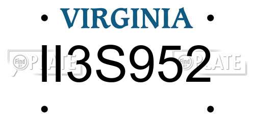 II3S952 Virginia License Plate