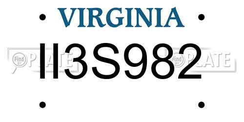 II3S982 Virginia License Plate