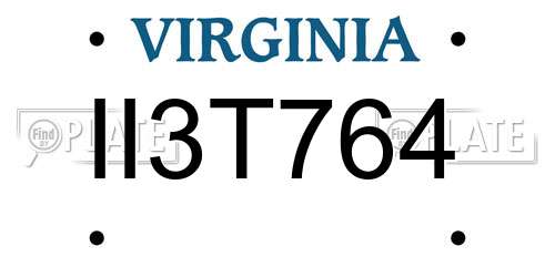 II3T764 Virginia License Plate