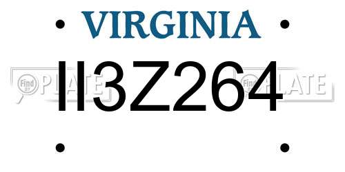 II3Z264 Virginia License Plate