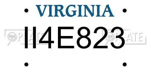 II4E823 Virginia License Plate