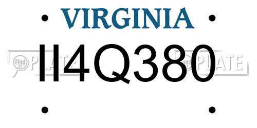 II4Q380 Virginia License Plate