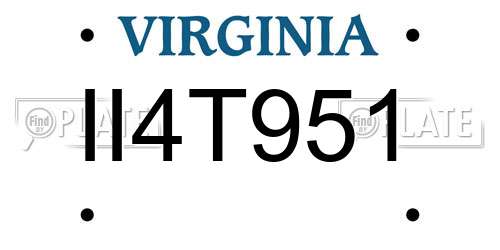 II4T951 Virginia License Plate