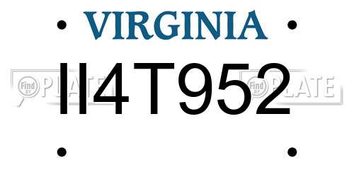 II4T952 Virginia License Plate