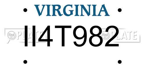 II4T982 Virginia License Plate