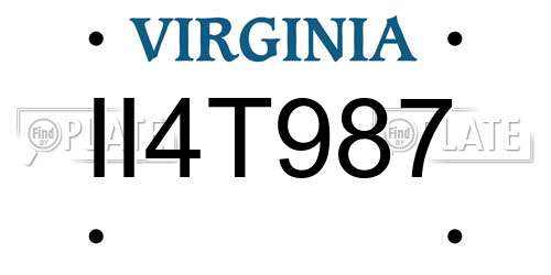 II4T987 Virginia License Plate