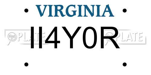 II4Y0R Virginia License Plate