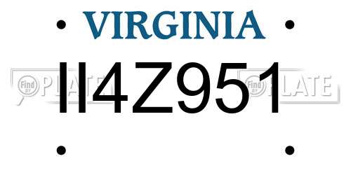 II4Z951 Virginia License Plate