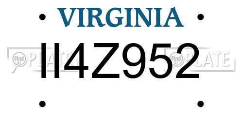 II4Z952 Virginia License Plate