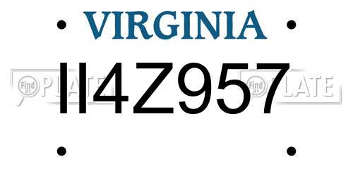 II4Z957 Virginia License Plate