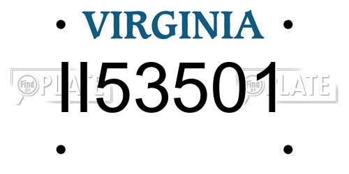 II53501 Virginia License Plate