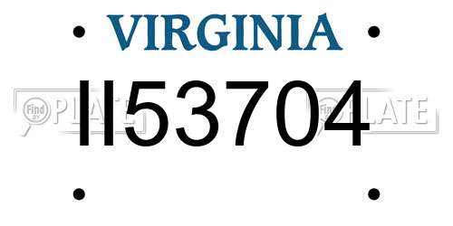 II53704 Virginia License Plate