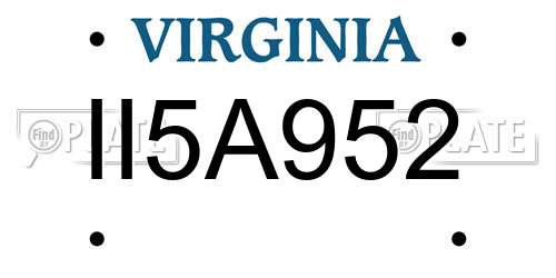 II5A952 Virginia License Plate
