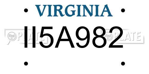 II5A982 Virginia License Plate