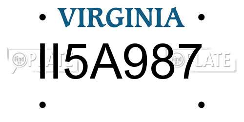 II5A987 Virginia License Plate