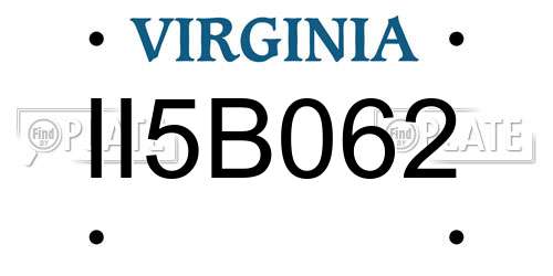 II5B062 Virginia License Plate