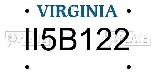 II5B122 Virginia License Plate