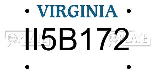 II5B172 Virginia License Plate