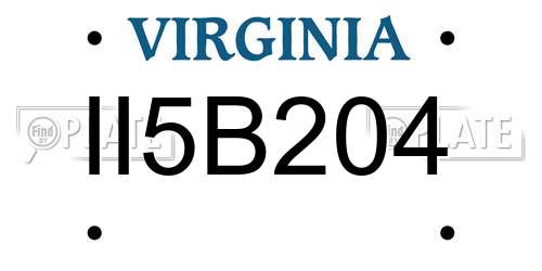II5B204 Virginia License Plate