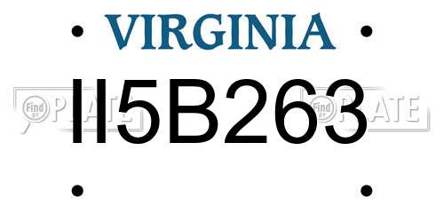 II5B263 Virginia License Plate