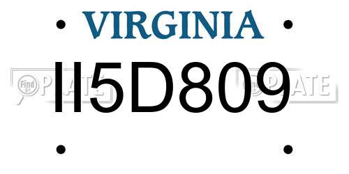 II5D809 Virginia License Plate