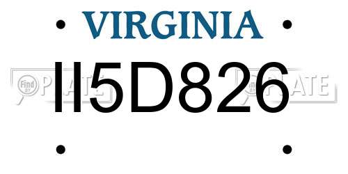 II5D826 Virginia License Plate