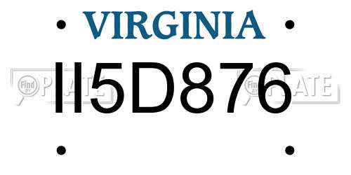 II5D876 Virginia License Plate