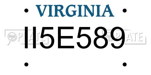 II5E589 Virginia License Plate