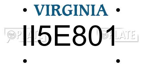 II5E801 Virginia License Plate