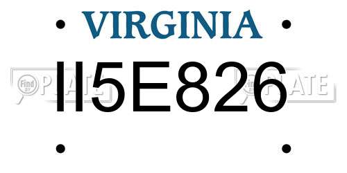 II5E826 Virginia License Plate
