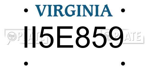 II5E859 Virginia License Plate