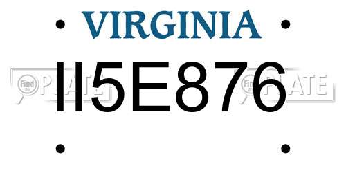 II5E876 Virginia License Plate