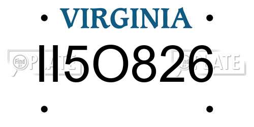 II5O826 Virginia License Plate