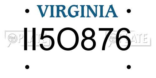 II5O876 Virginia License Plate