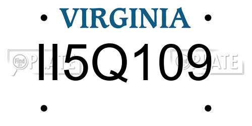 II5Q109 Virginia License Plate
