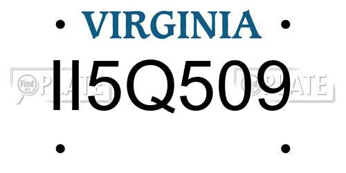 II5Q509 Virginia License Plate