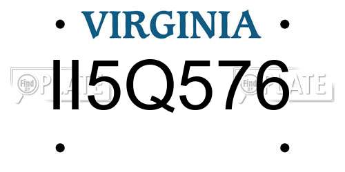II5Q576 Virginia License Plate