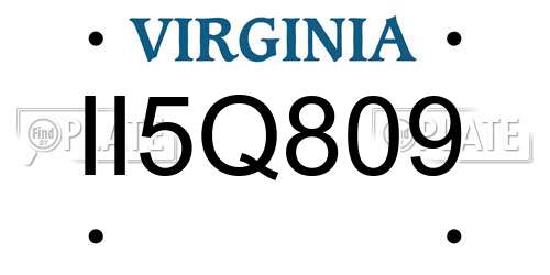 II5Q809 Virginia License Plate