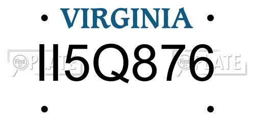 II5Q876 Virginia License Plate