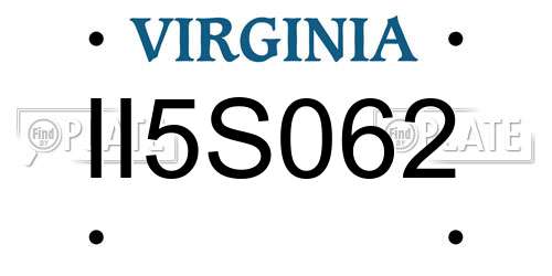 II5S062 Virginia License Plate