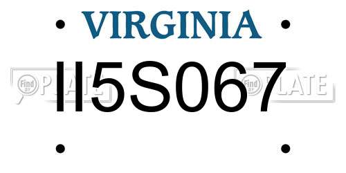 II5S067 Virginia License Plate