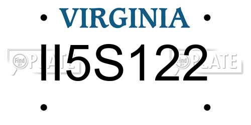 II5S122 Virginia License Plate