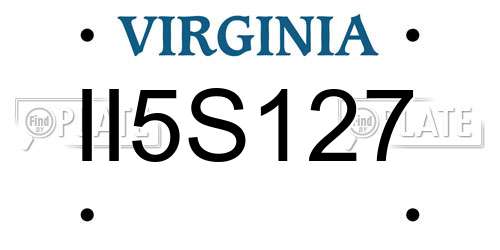 II5S127 Virginia License Plate