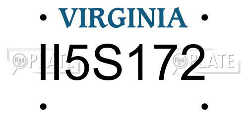 II5S172 Virginia License Plate