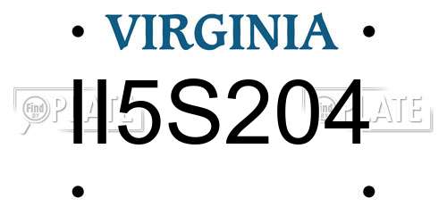 II5S204 Virginia License Plate