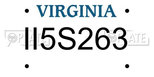 II5S263 Virginia License Plate