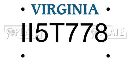 II5T778 Virginia License Plate
