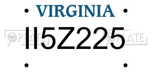 II5Z225 Virginia License Plate