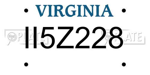 II5Z228 Virginia License Plate